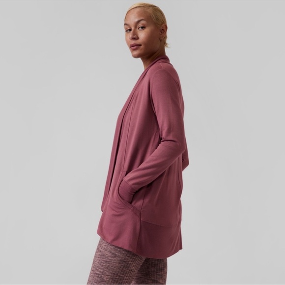 athleta  pranayama open front nirvana wrap in victorian berry size xs - Picture 2 of 10